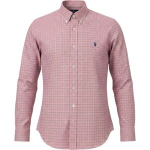 Ralph Lauren Button‎ Down Shirt Large Pink Green Check Plaid Long Sleeve Mens